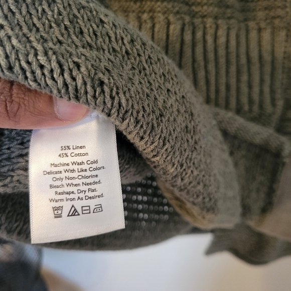 Eddie Bauer Women's Olive Green Linen Cotton Blend Knit Sweater Caridigan. XL - Picture 5 of 7